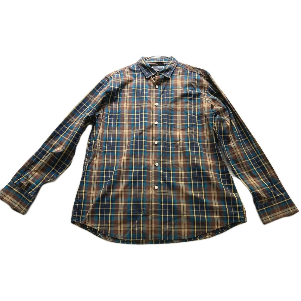 Club Room Shirt Mens L Multicolor Plaid Long Sleeve Button Front Stretch EUC